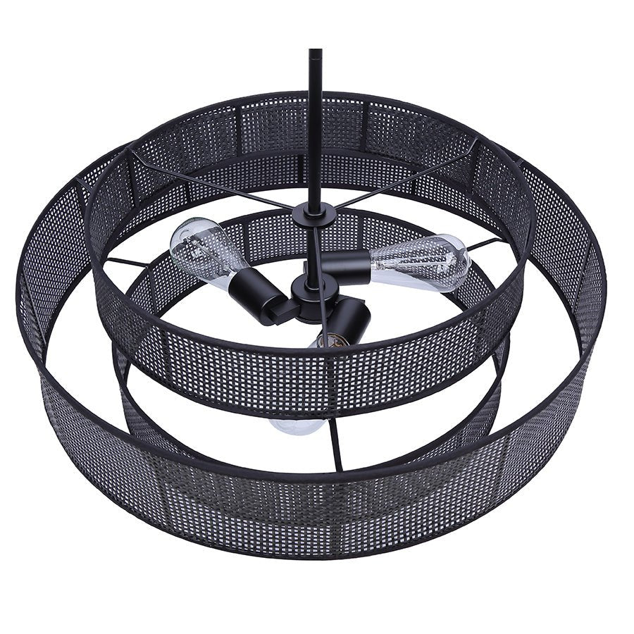 Chandelier Bellamy - Abat - jour en plastique rotin noir by Canarm | Luminaires & cie