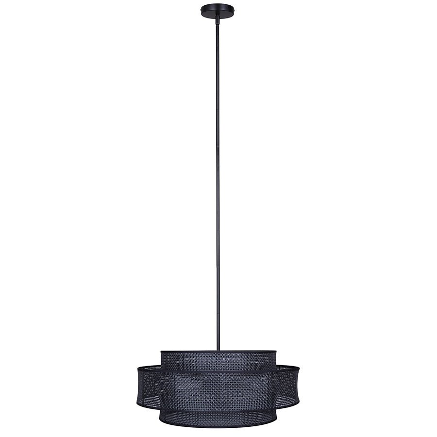 Chandelier Bellamy - Abat - jour en plastique rotin noir by Canarm | Luminaires & cie