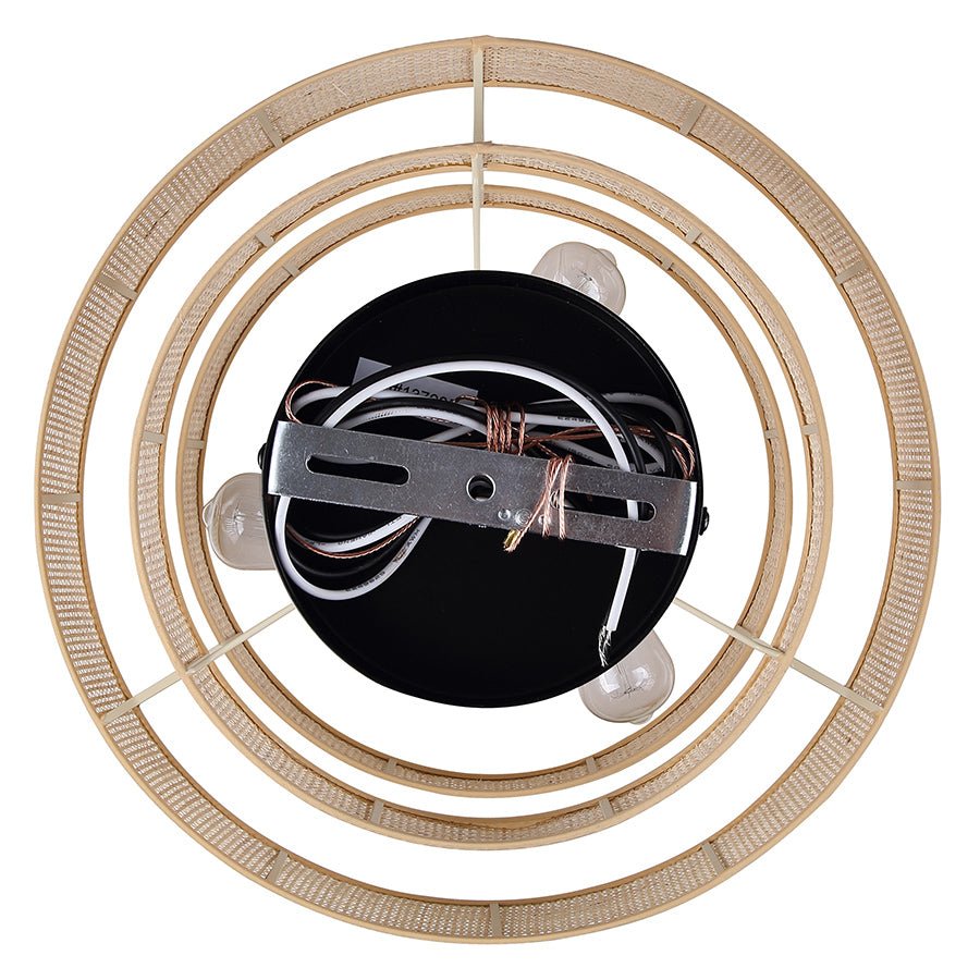 Chandelier Bellamy - Abat - jour en rotin naturel by Canarm | Luminaires & cie