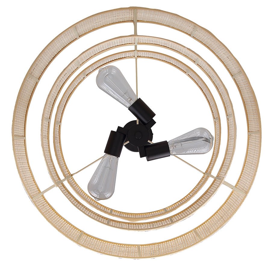 Chandelier Bellamy - Abat - jour en rotin naturel by Canarm | Luminaires & cie