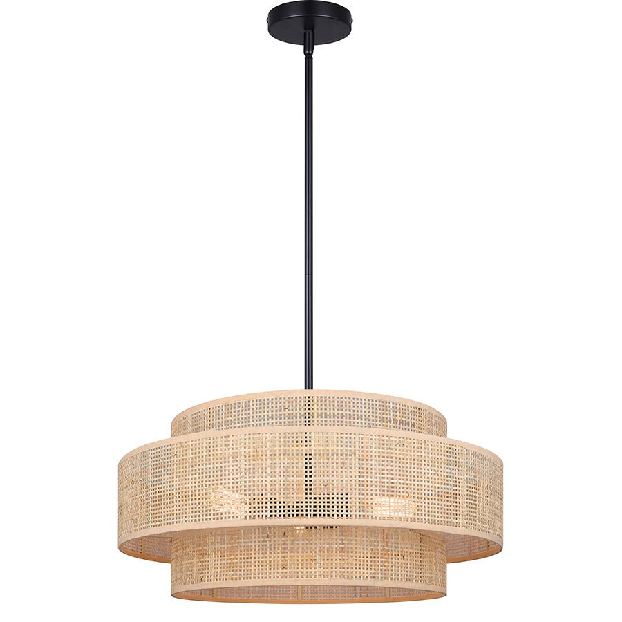 Chandelier Bellamy - Abat - jour en rotin naturel by Canarm | Luminaires & cie