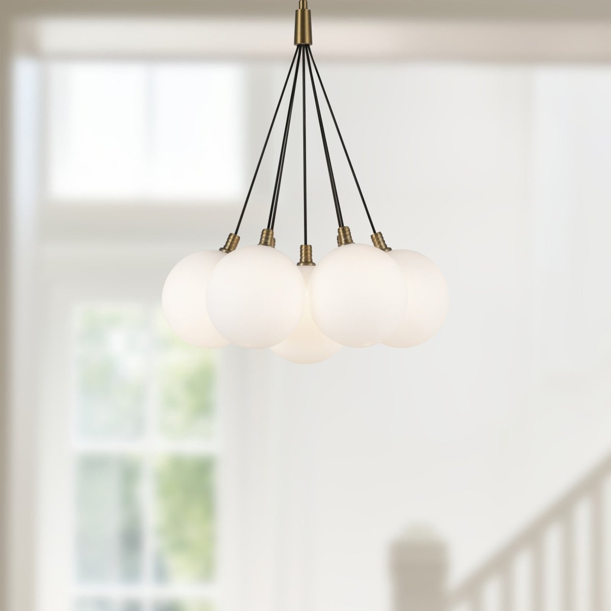Chandelier Bolla - Gold - or / Verre d'Opale 16 1/2" by Kuzco Lighting | Luminaires & cie