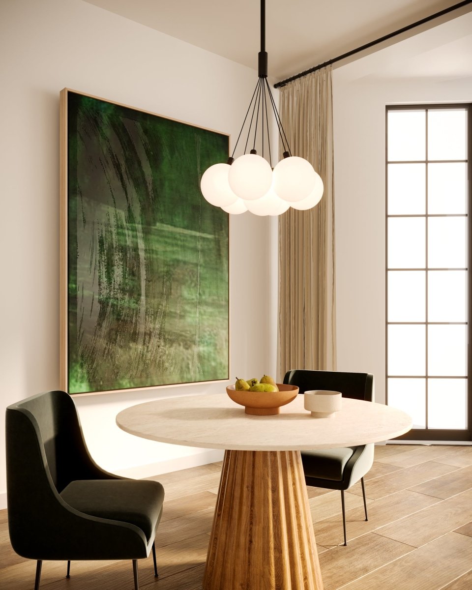 Chandelier Bolla - Verre noir / opale 16 1/2" by Kuzco Lighting | Luminaires & cie