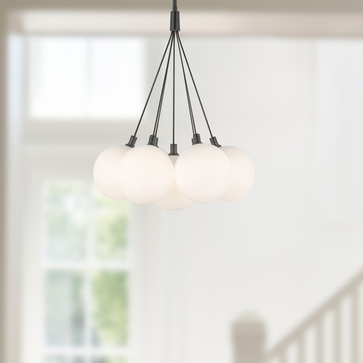 Chandelier Bolla - Verre noir / opale 16 1/2" by Kuzco Lighting | Luminaires & cie