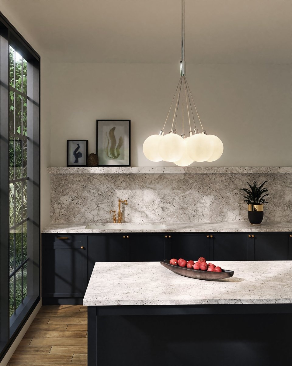 Chandelier Bolla - Verre d'opale 16 1/2" by Kuzco Lighting | Luminaires & cie