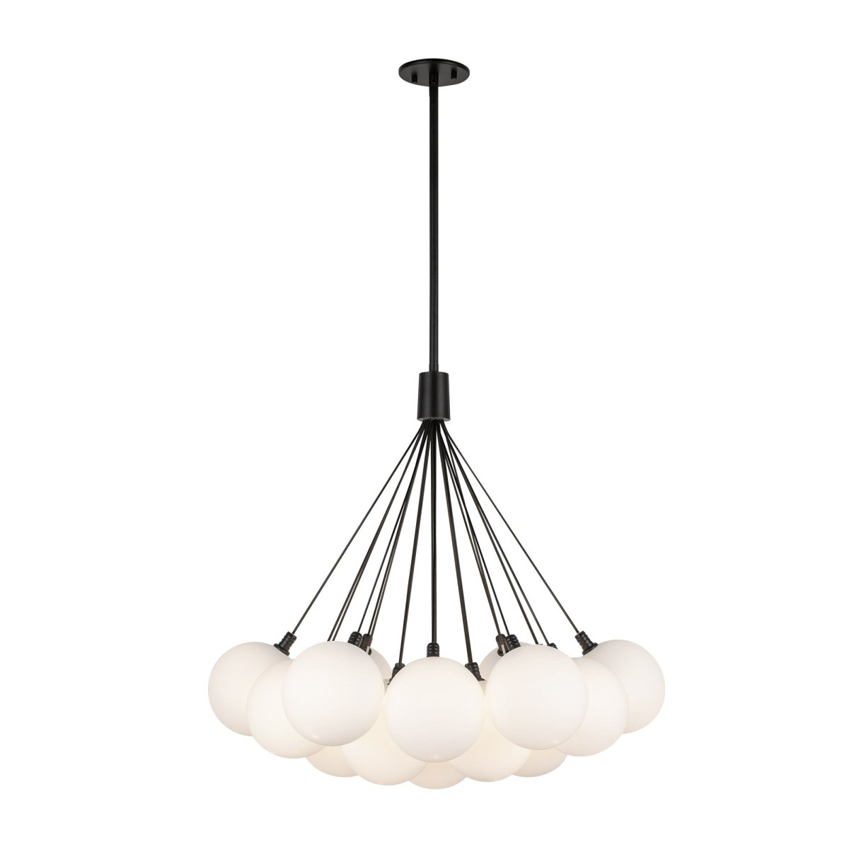 Chandelier Bolla - Verre noir / opale 28" by Kuzco Lighting | Luminaires & cie