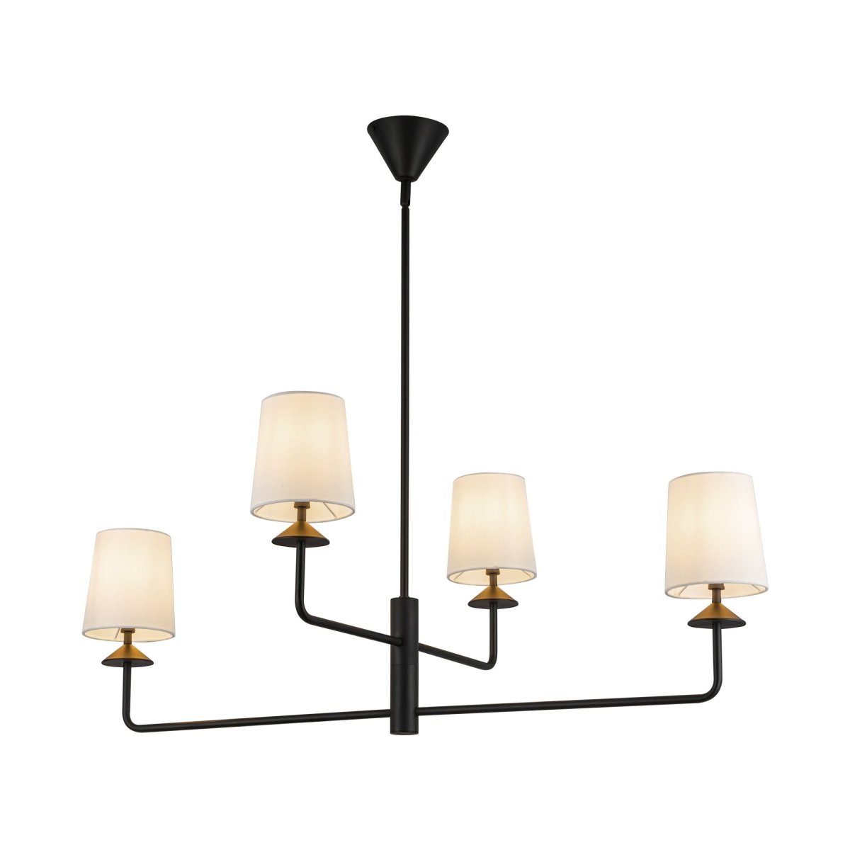 Chandelier Bridgette - Lin noir / blanc mat by Alora Lighting | Luminaires & cie