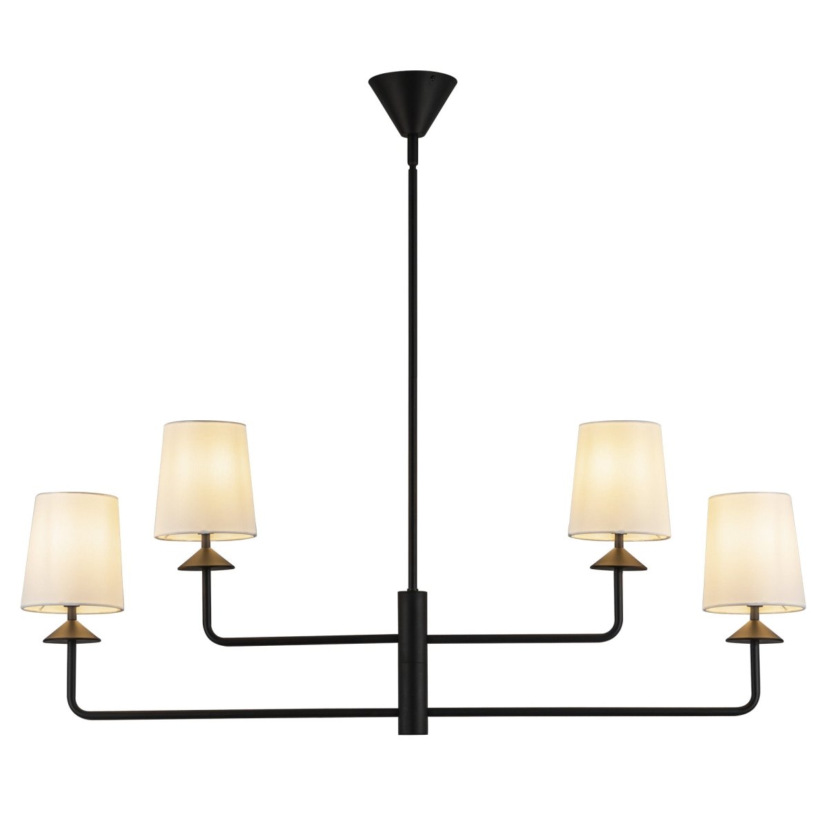 Chandelier Bridgette - Lin noir / blanc mat by Alora Lighting | Luminaires & cie