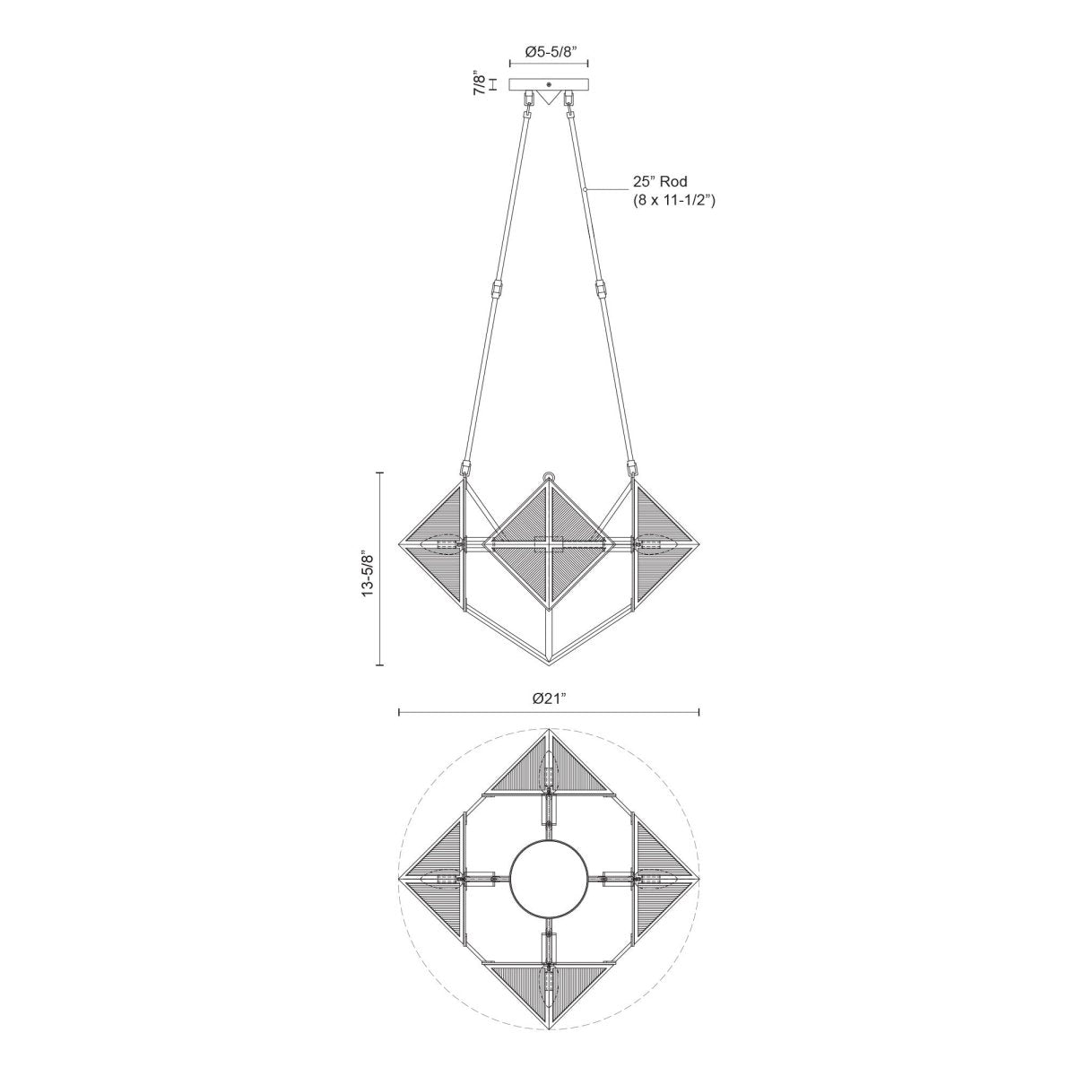 Chandelier Cairo - Verre à côte / bronze urbain 21" by Alora Lighting | Luminaires & cie