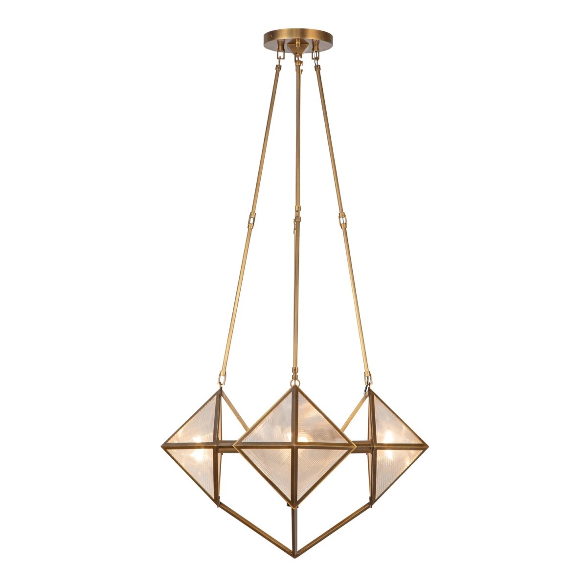 Chandelier Cairo - Verre à côte / laiton vintage 21" by Alora Lighting | Luminaires & cie