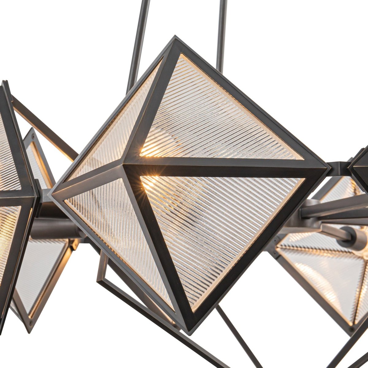 Chandelier Cairo - Verre à côte / bronze urbain 30" by Alora Lighting | Luminaires & cie