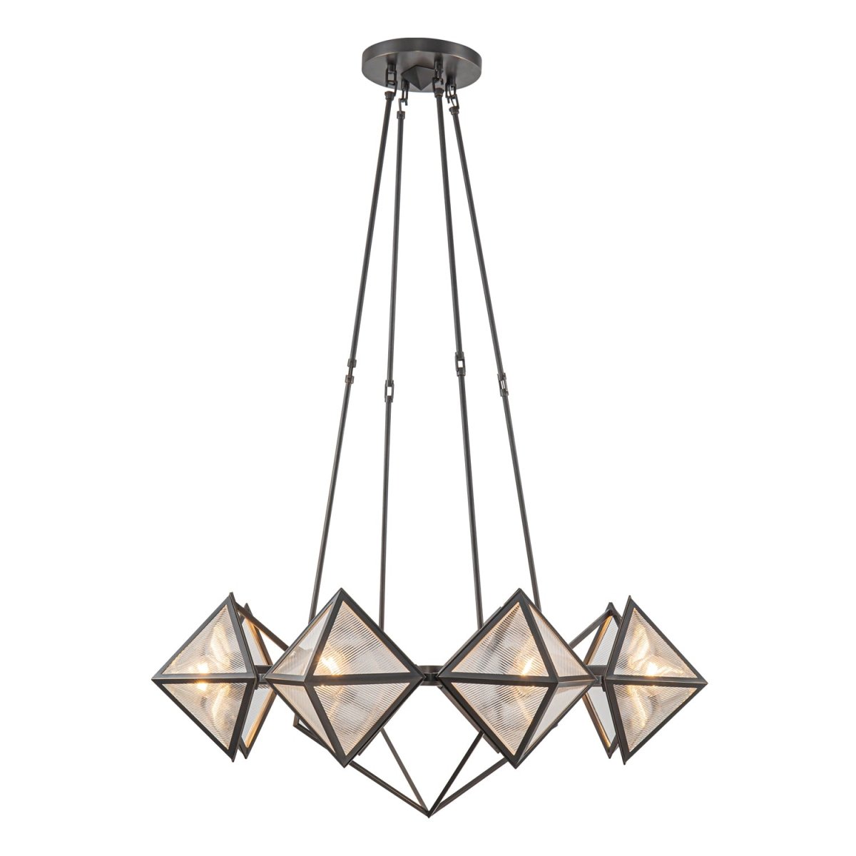 Chandelier Cairo - Verre à côte / bronze urbain 30" by Alora Lighting | Luminaires & cie
