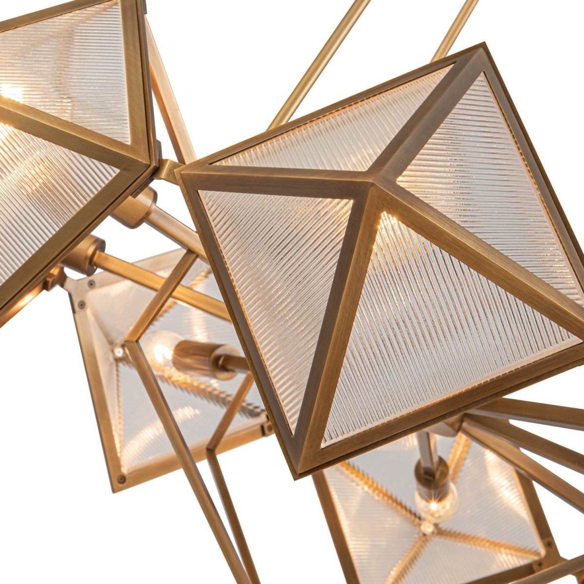 Chandelier Cairo - Verre à côte / laiton vintage 30" by Alora Lighting | Luminaires & cie