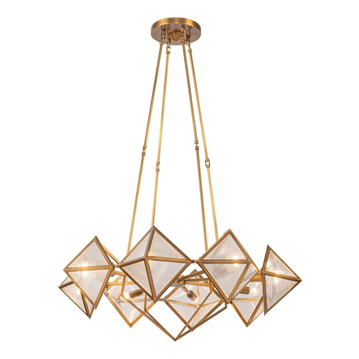 Chandelier Cairo - Verre à côte / laiton vintage 30" by Alora Lighting | Luminaires & cie