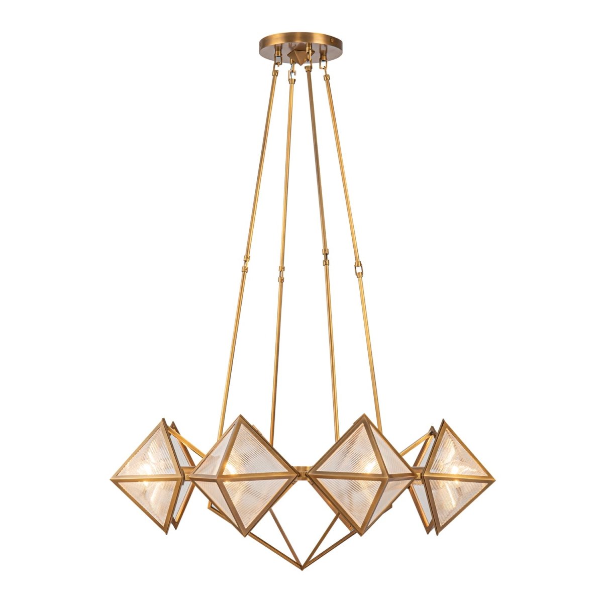 Chandelier Cairo - Verre à côte / laiton vintage 30" by Alora Lighting | Luminaires & cie