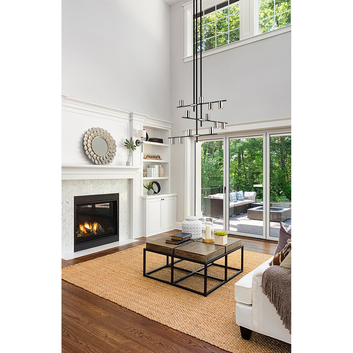 Chandelier Calumet - Noir mat + Nickel poli 44" 25" by Z - Lite | Luminaires & cie