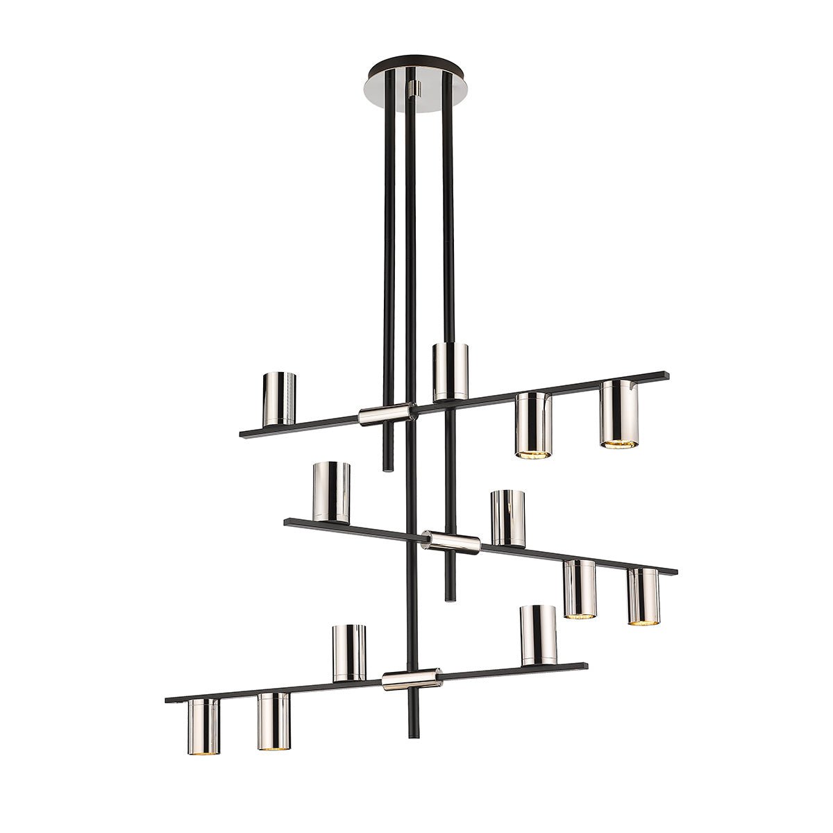 Chandelier Calumet - Noir mat + Nickel poli 44" 25" by Z - Lite | Luminaires & cie