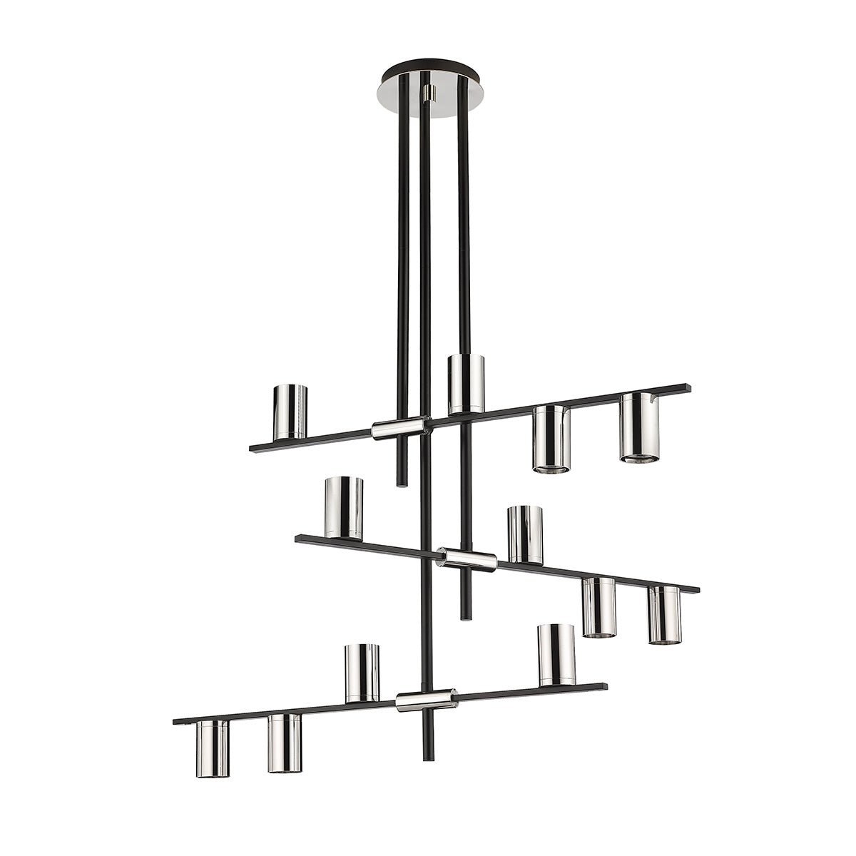 Chandelier Calumet - Noir mat + Nickel poli 44" 25" by Z - Lite | Luminaires & cie