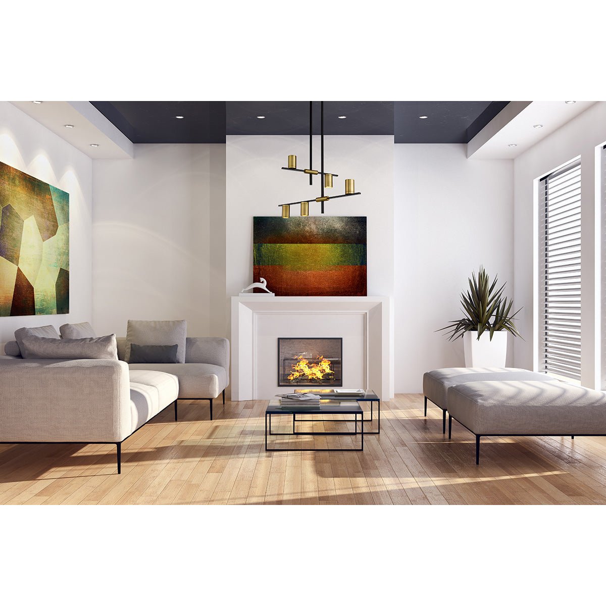 Chandelier Calumet - Noir mat + Laiton vieilli 18" 16 1/2" by Z - Lite | Luminaires & cie