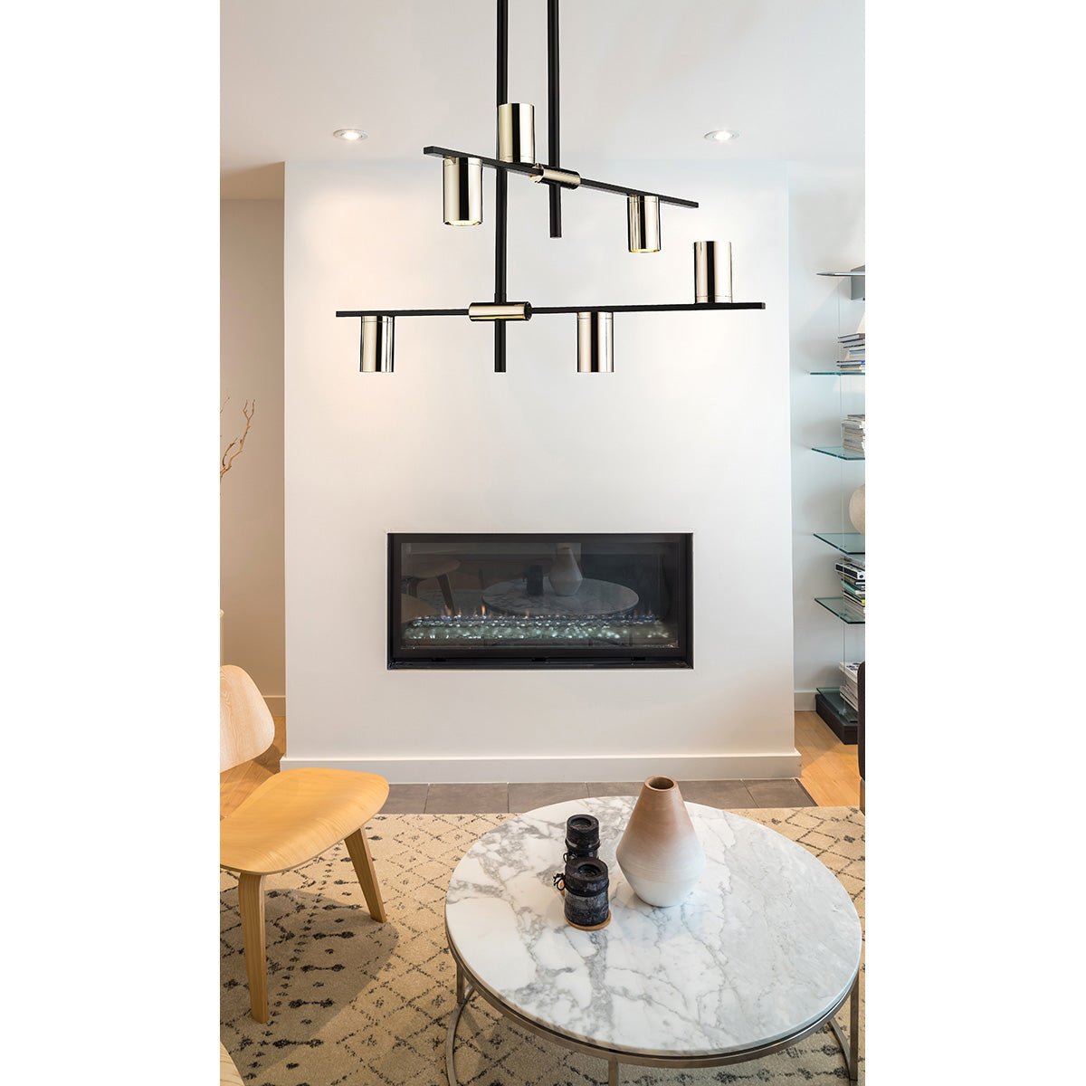 Chandelier Calumet - Noir mat + Nickel poli 30" 16 1/2" by Z - Lite | Luminaires & cie