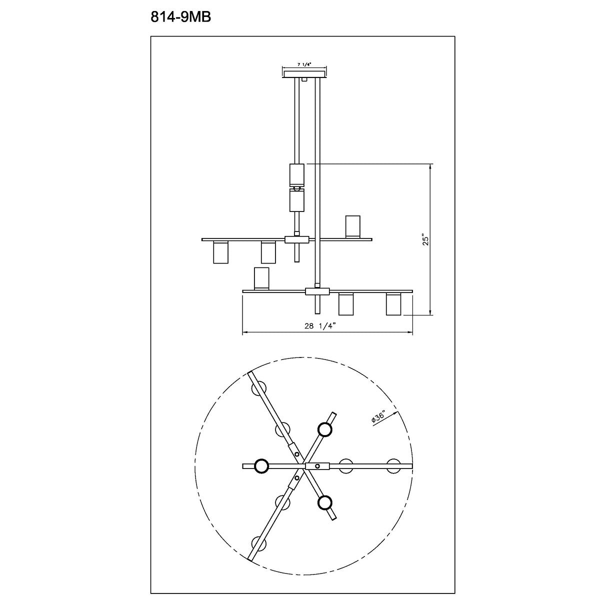 Chandelier Calumet - Noir mat + Laiton vieilli 36" 25" by Z - Lite | Luminaires & cie