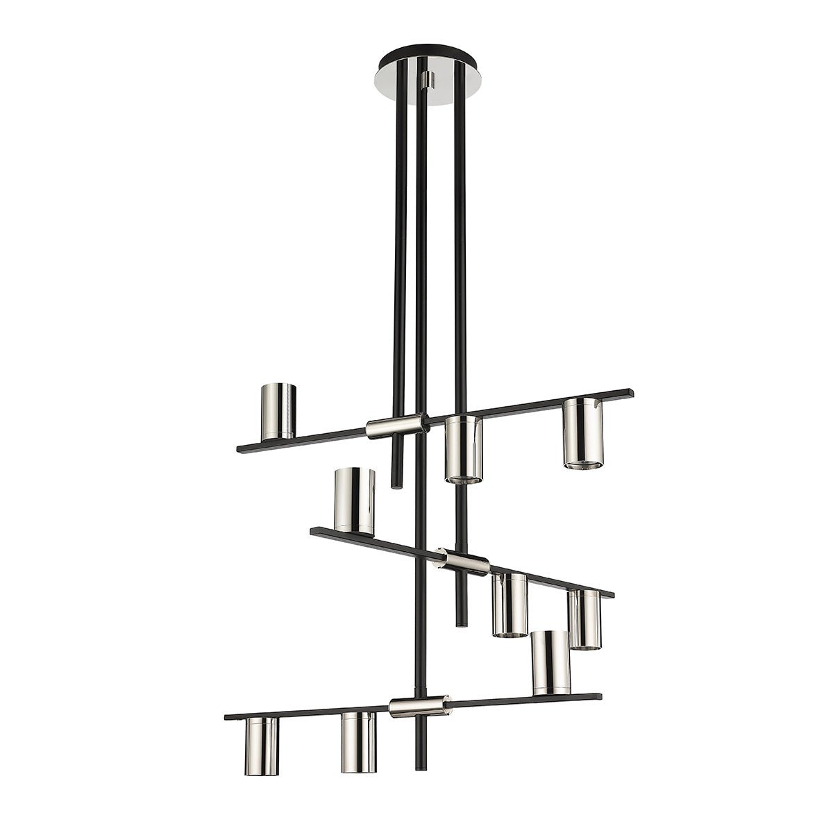 Chandelier Calumet - Noir mat + Nickel poli 36" 25" by Z - Lite | Luminaires & cie