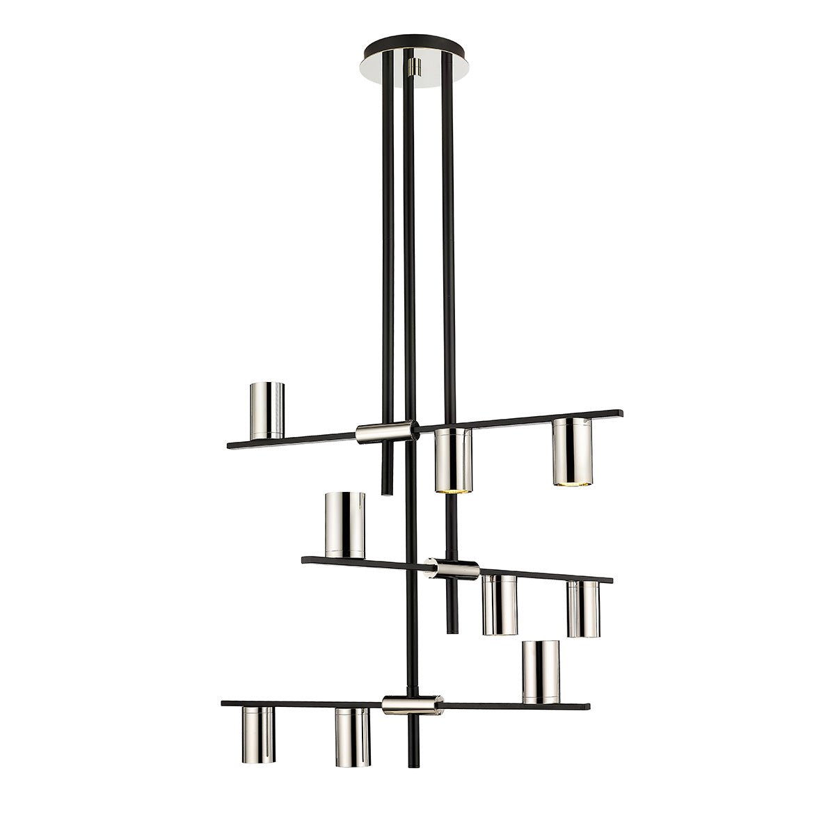 Chandelier Calumet - Noir mat + Nickel poli 36" 25" by Z - Lite | Luminaires & cie