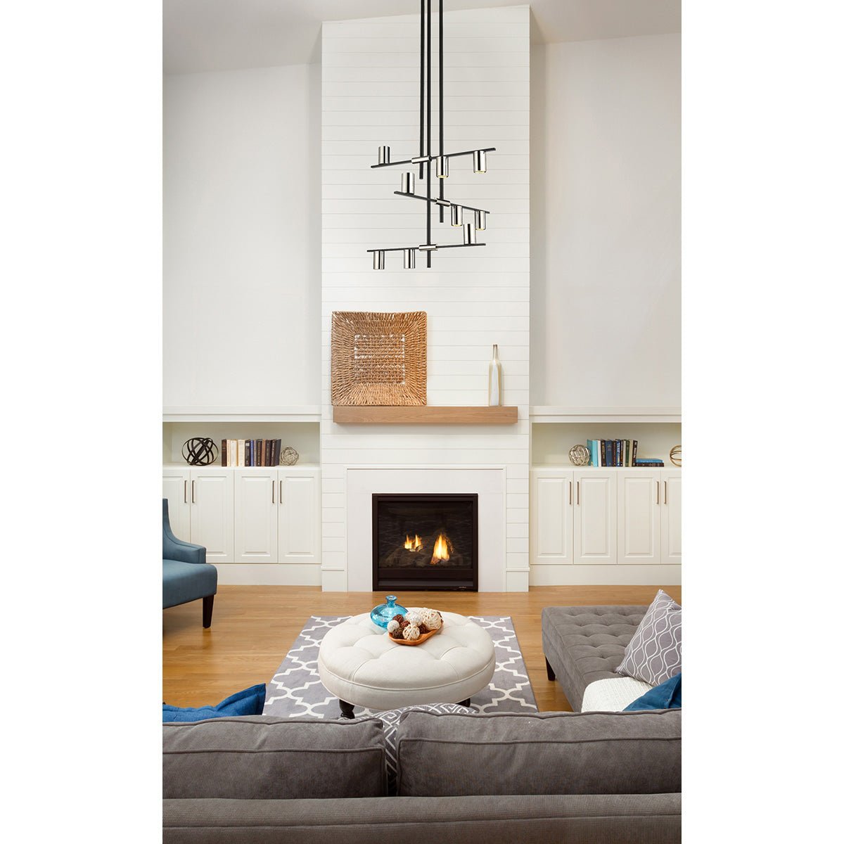 Chandelier Calumet - Noir mat + Nickel poli 36" 25" by Z - Lite | Luminaires & cie