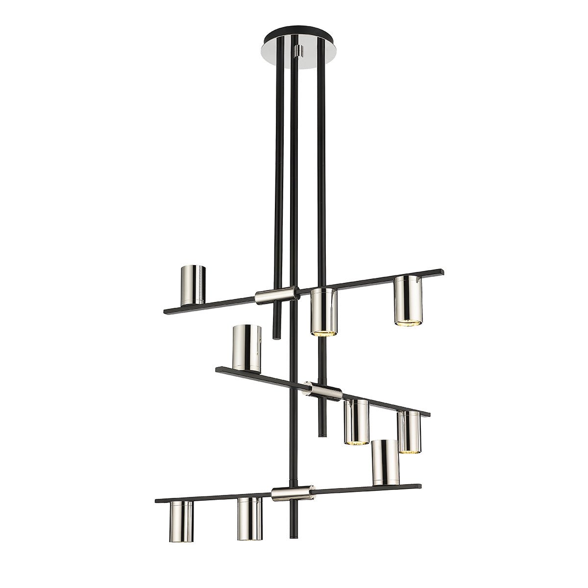 Chandelier Calumet - Noir mat + Nickel poli 36" 25" by Z - Lite | Luminaires & cie