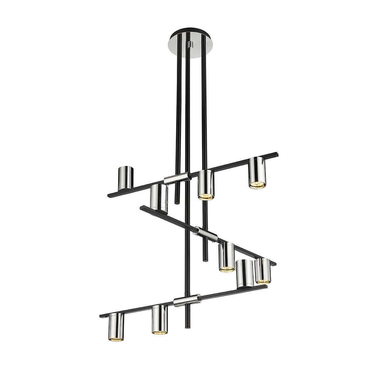 Chandelier Calumet - Noir mat + Nickel poli 36" 25" by Z - Lite | Luminaires & cie