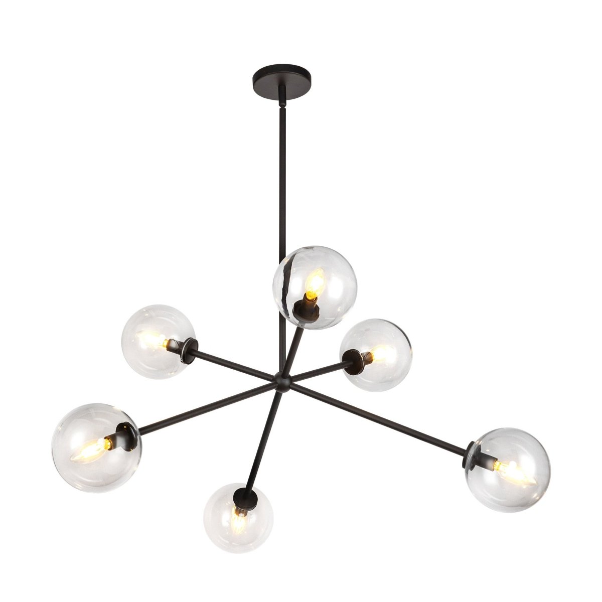Chandelier Cassia - Verre noir / transparent by Alora Lighting | Luminaires & cie