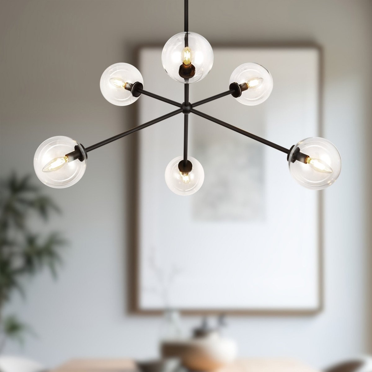 Chandelier Cassia - Verre noir / transparent by Alora Lighting | Luminaires & cie