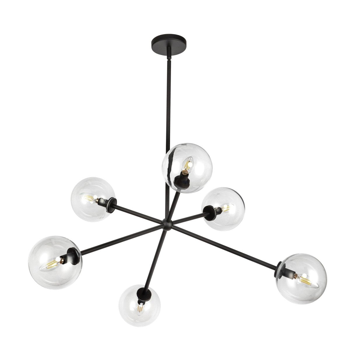 Chandelier Cassia - Verre noir / transparent by Alora Lighting | Luminaires & cie