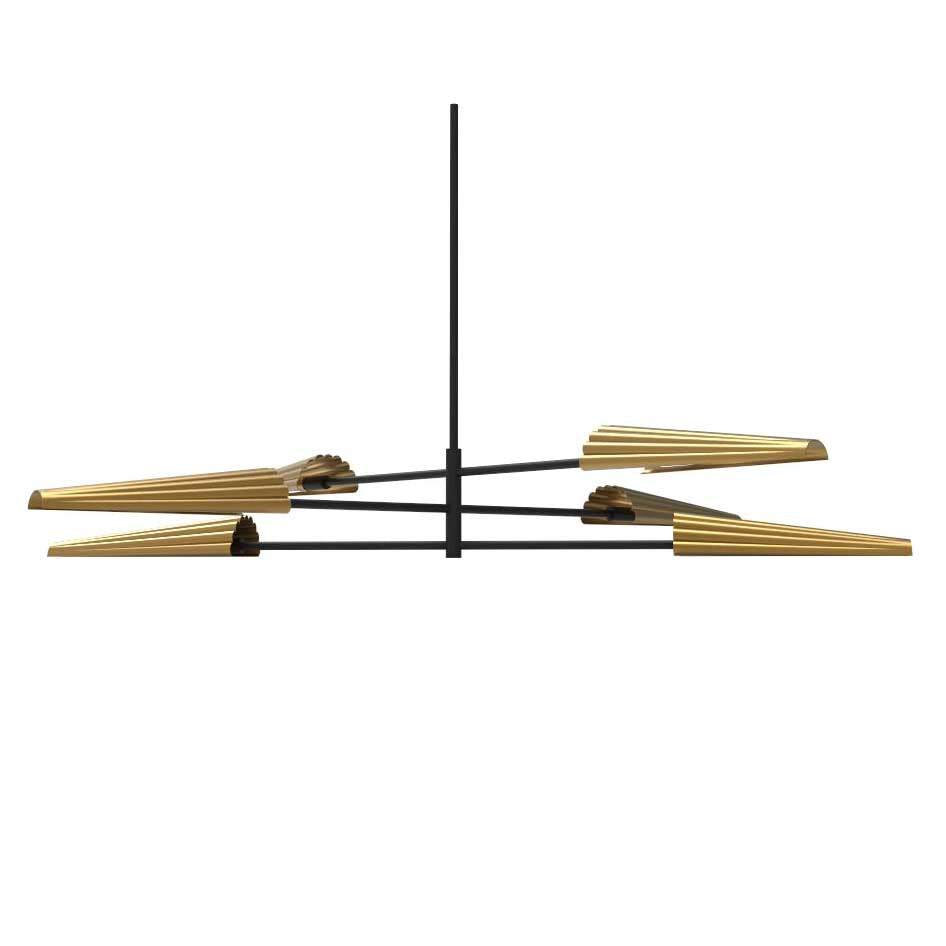 Suspension linéaire Cassie Noir mat et Laiton vieilli – Dainolite