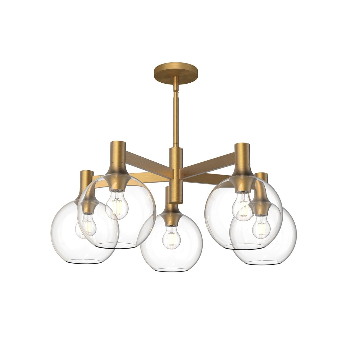 Chandelier Castilla - Or vieilli / Verre transparent 5 by Alora Lighting | Luminaires & cie