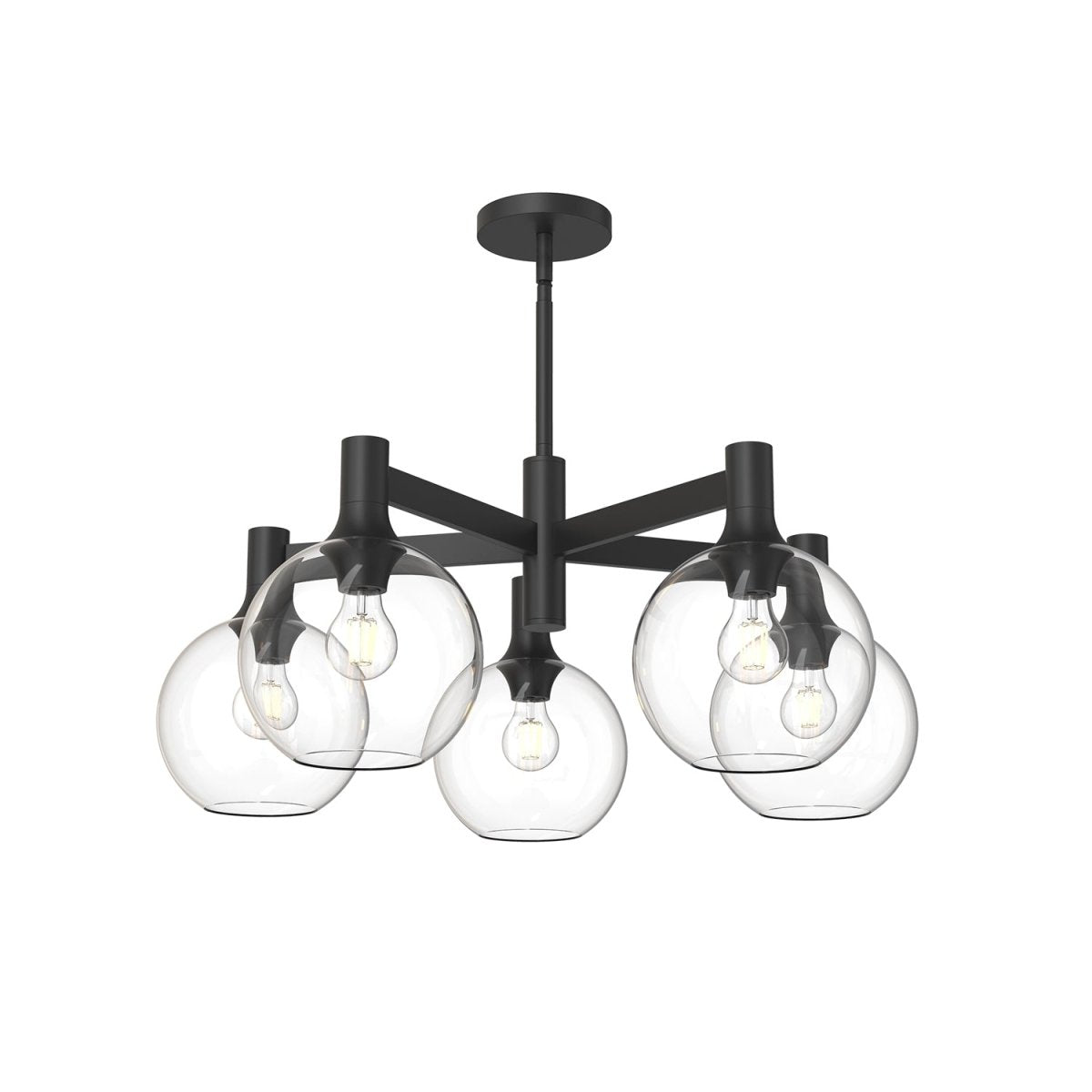 Chandelier Castilla - Verre transparent / noir mat 5 by Alora Lighting | Luminaires & cie