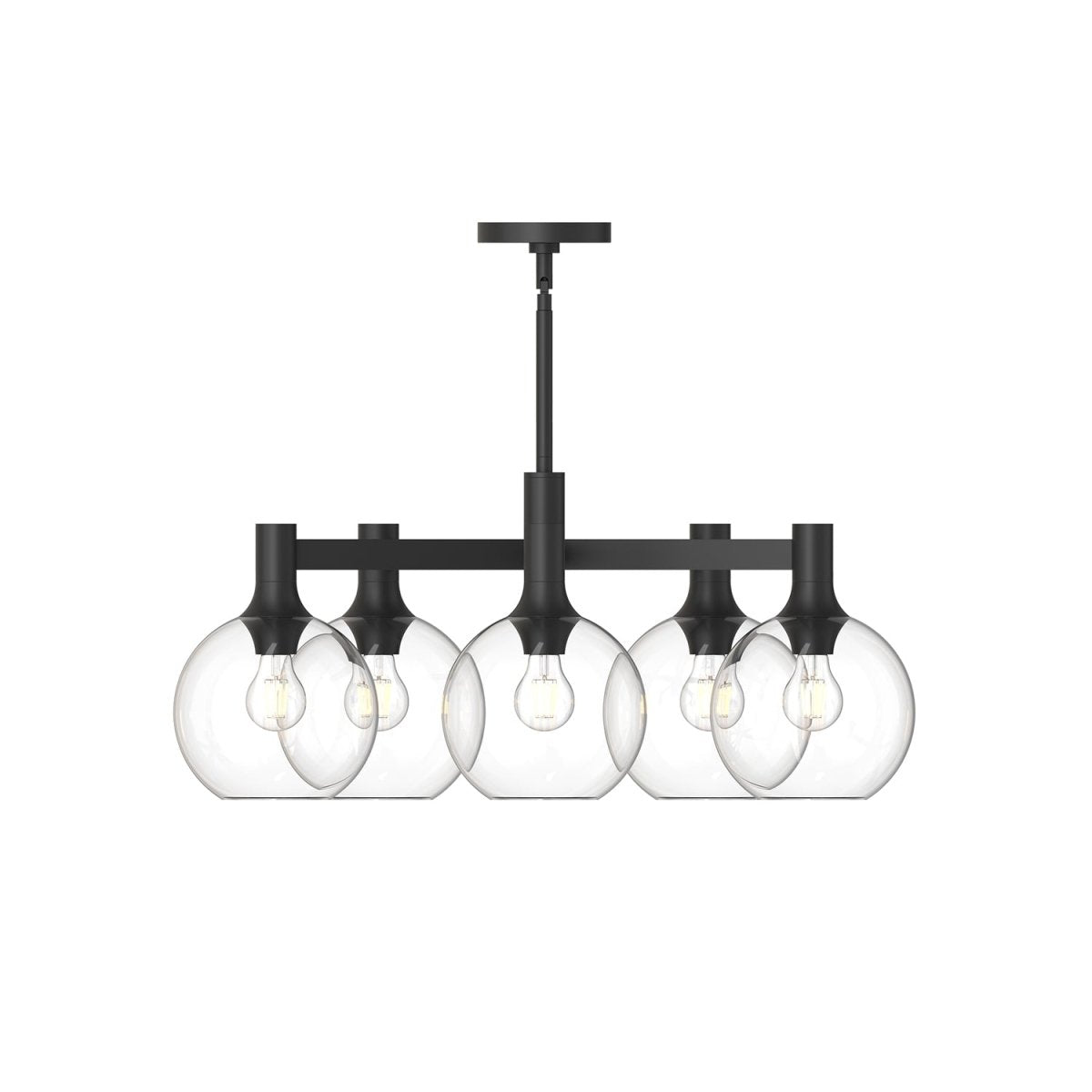 Chandelier Castilla - Verre transparent / noir mat 5 by Alora Lighting | Luminaires & cie