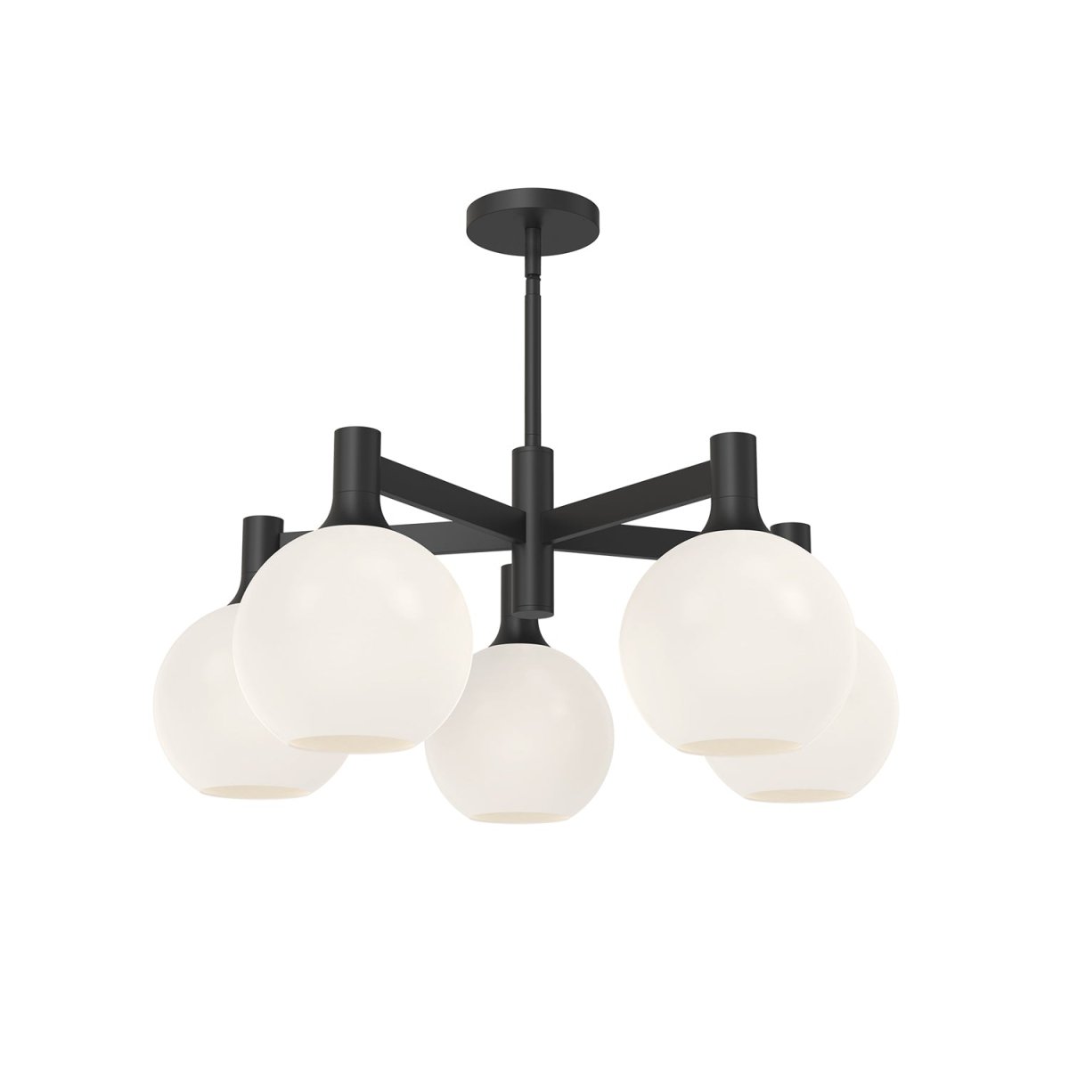 Chandelier Castilla - Noir mat / Verre opal mat 5 by Alora Lighting | Luminaires & cie