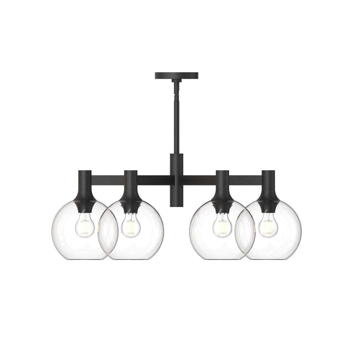 Chandelier Castilla - Verre transparent / noir mat 6 by Alora Lighting | Luminaires & cie