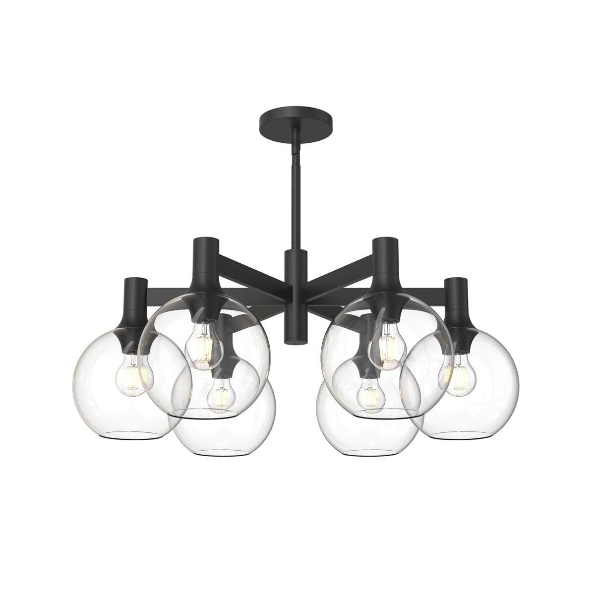 Chandelier Castilla - Verre transparent / noir mat 6 by Alora Lighting | Luminaires & cie