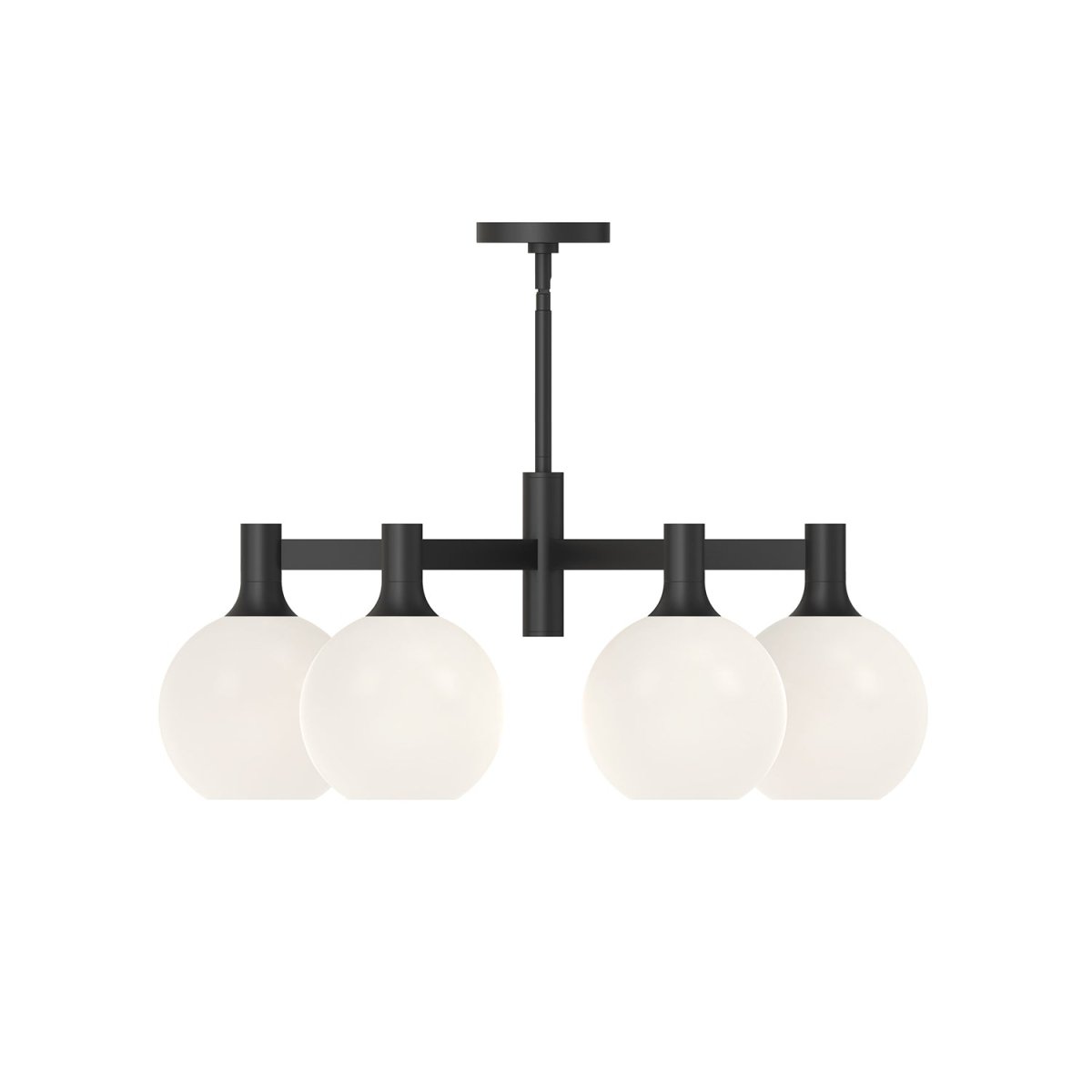 Chandelier Castilla - Noir mat / Verre opal mat 6 by Alora Lighting | Luminaires & cie