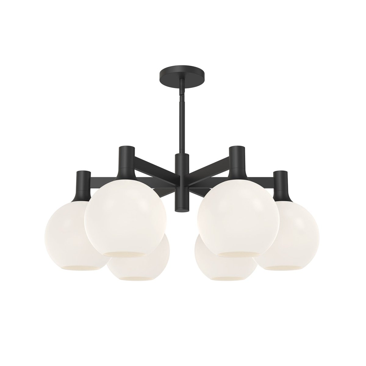 Chandelier Castilla - Noir mat / Verre opal mat 6 by Alora Lighting | Luminaires & cie