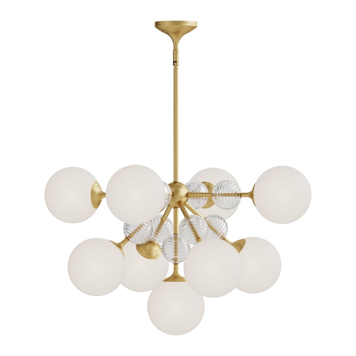 Chandelier Celia - Gold - or / Verre d'Opale 16 5/8" by Alora Lighting | Luminaires & cie
