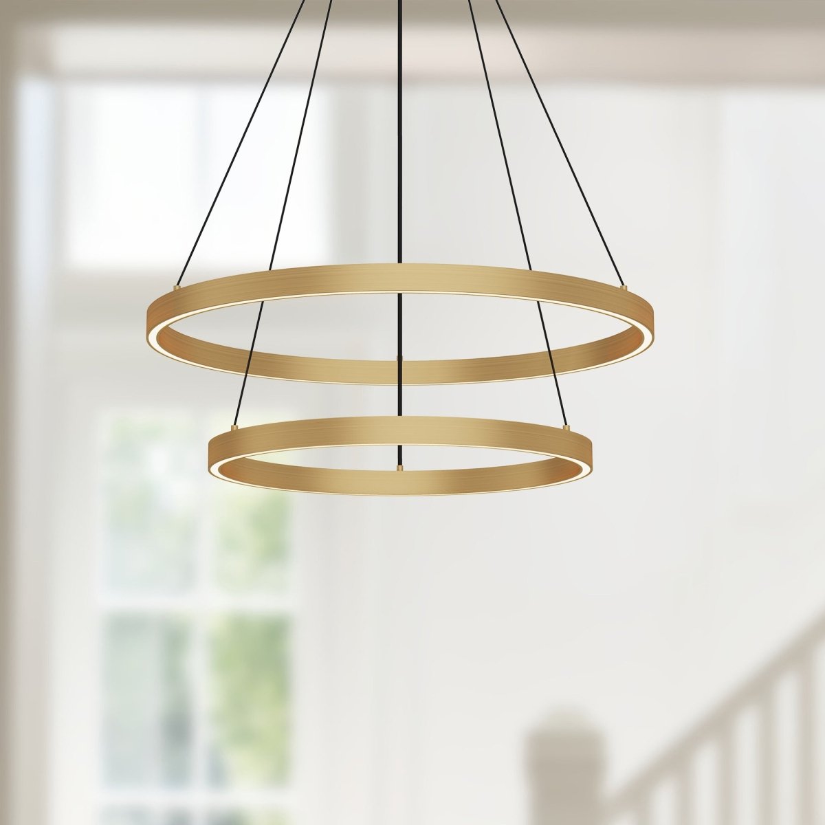 Chandelier Cerchio - Or brossé 23 5/8" 2 - étages / Éclairage vers le bas by Kuzco Lighting | Luminaires & cie