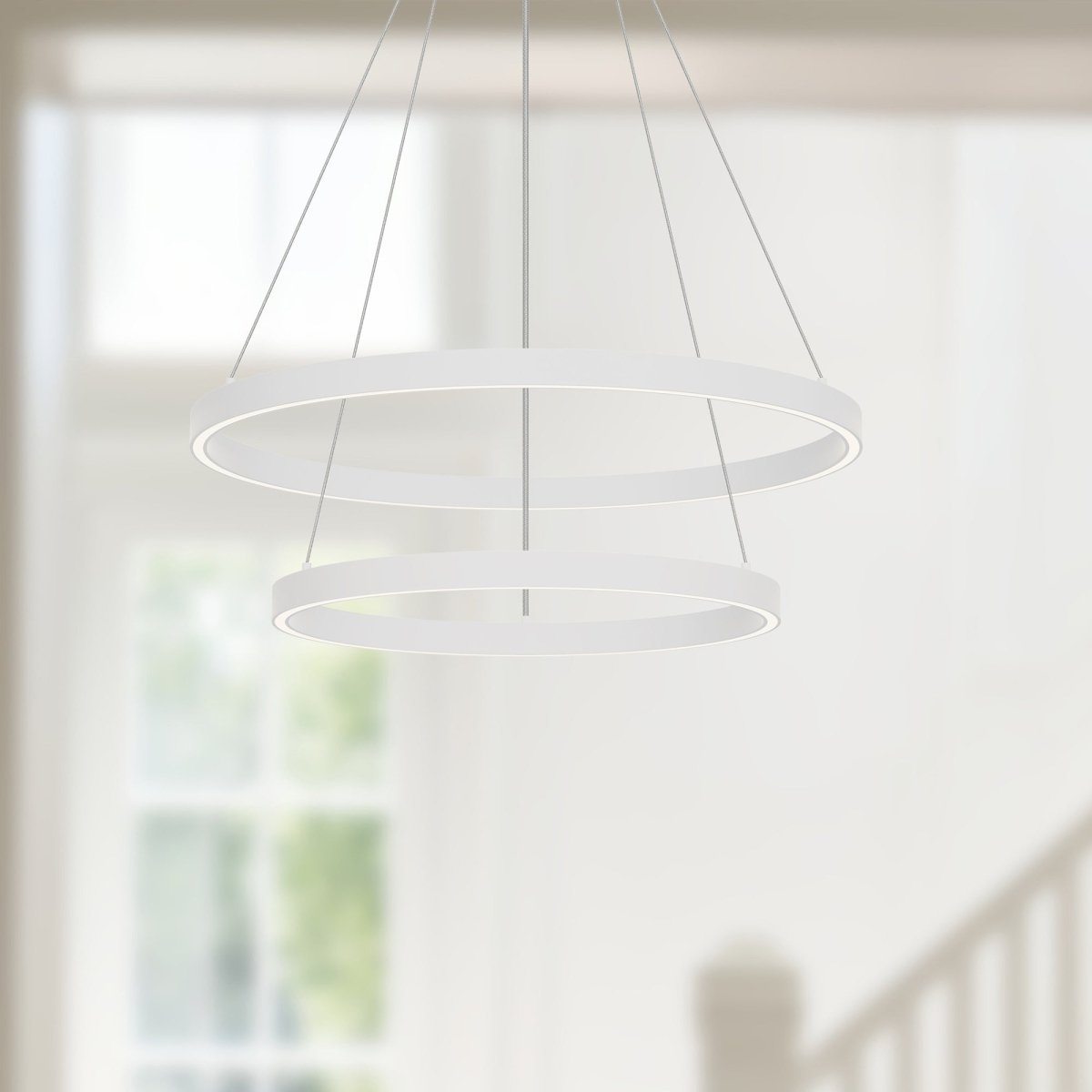 Chandelier Cerchio - Blanc 23 5/8" 2 - étages / Éclairage vers le bas by Kuzco Lighting | Luminaires & cie