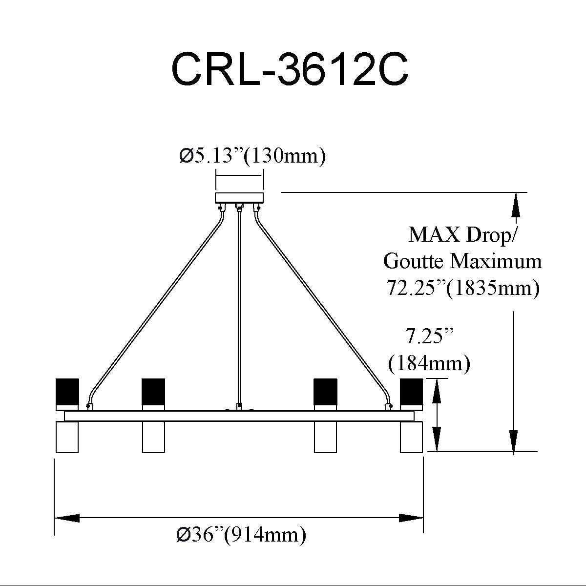 Chandelier Cerelia - Noir mat et Laiton vieilli 36" by Dainolite | Luminaires & cie