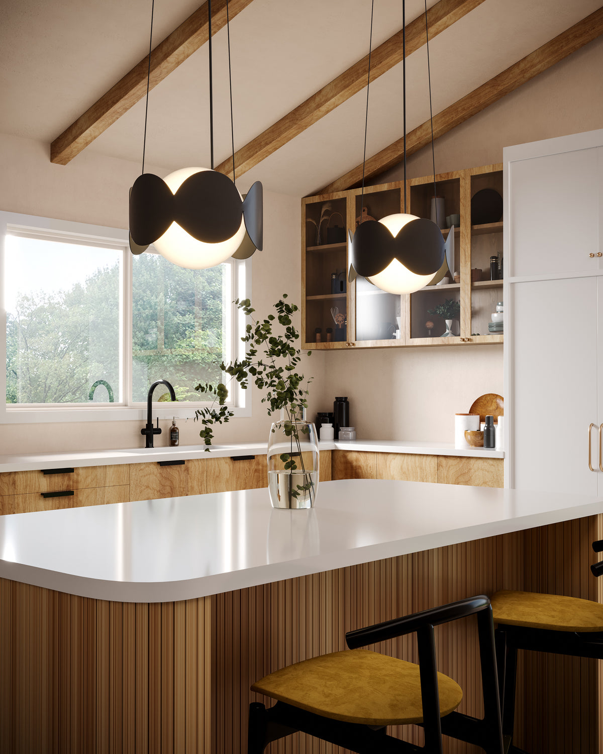 Suspension Ciel Noir / Verre opale – vue 5