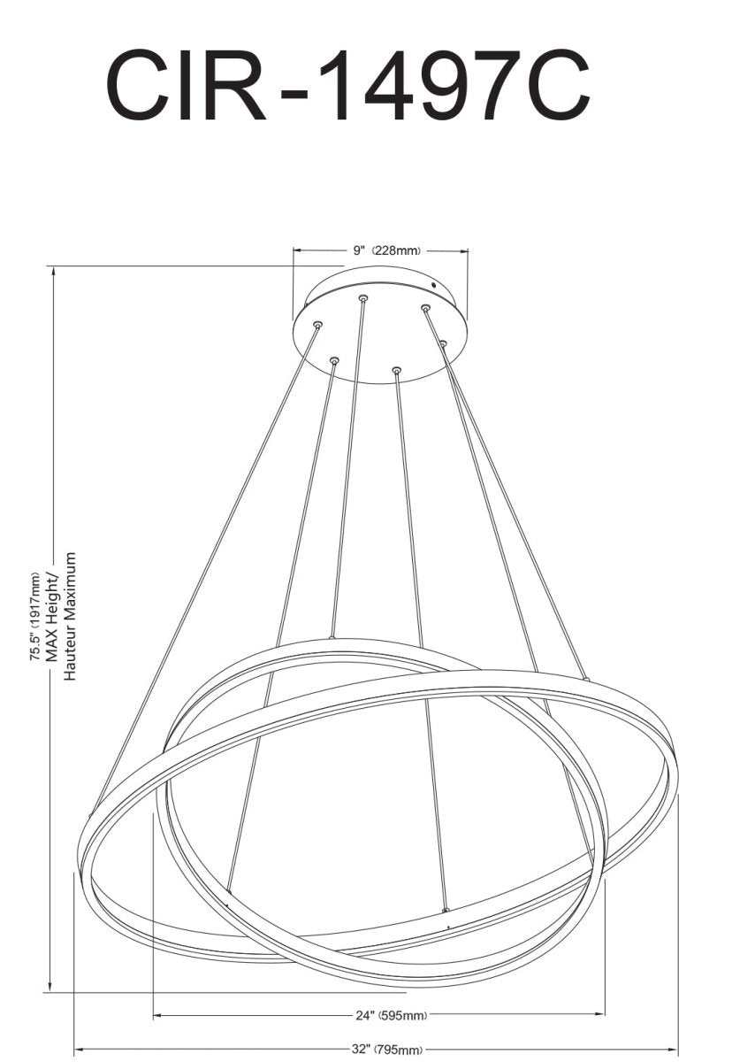 Chandelier Circulo - Noir mat by Dainolite | Luminaires & cie