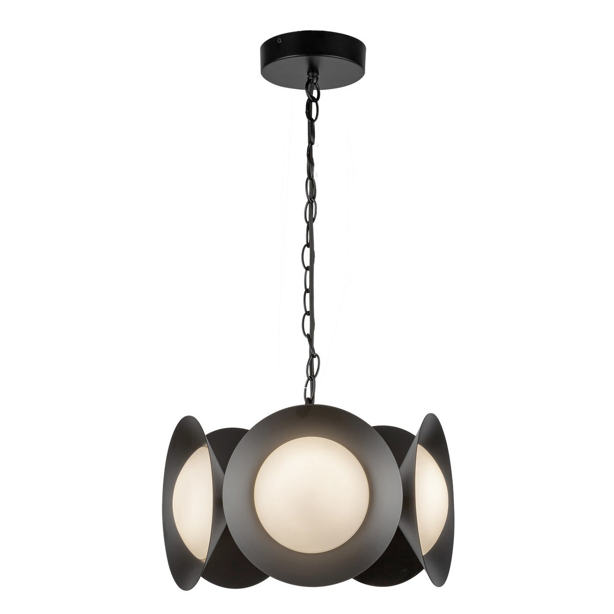 Suspension Cleo Noir / Verre opale – vue 2