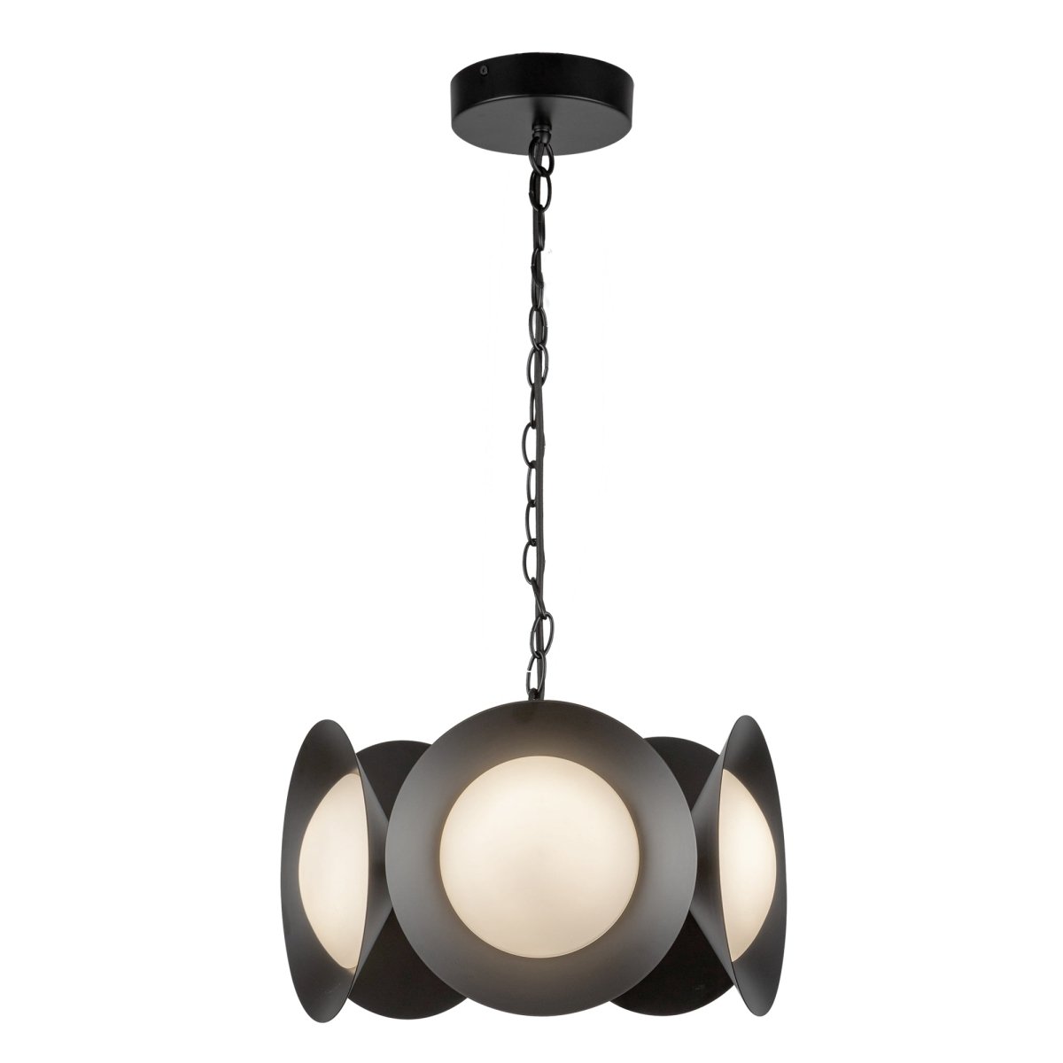 Chandelier Cleo - Verre noir / opale by Kuzco Lighting | Luminaires & cie